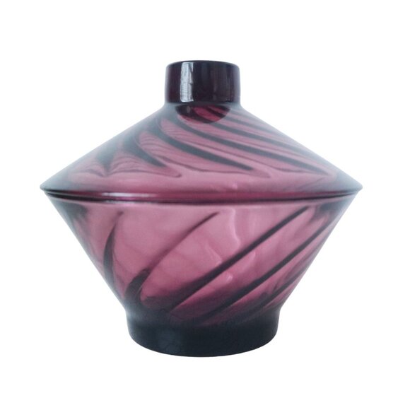 Moroccan Amethyst Covered Candy Dish Hazel Atlas Glass 1960's - Picture 1 of 5